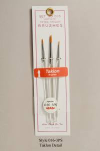 Atlas Brush Company 0163PS 3pc Taklon Detail Acrylic Brush Set