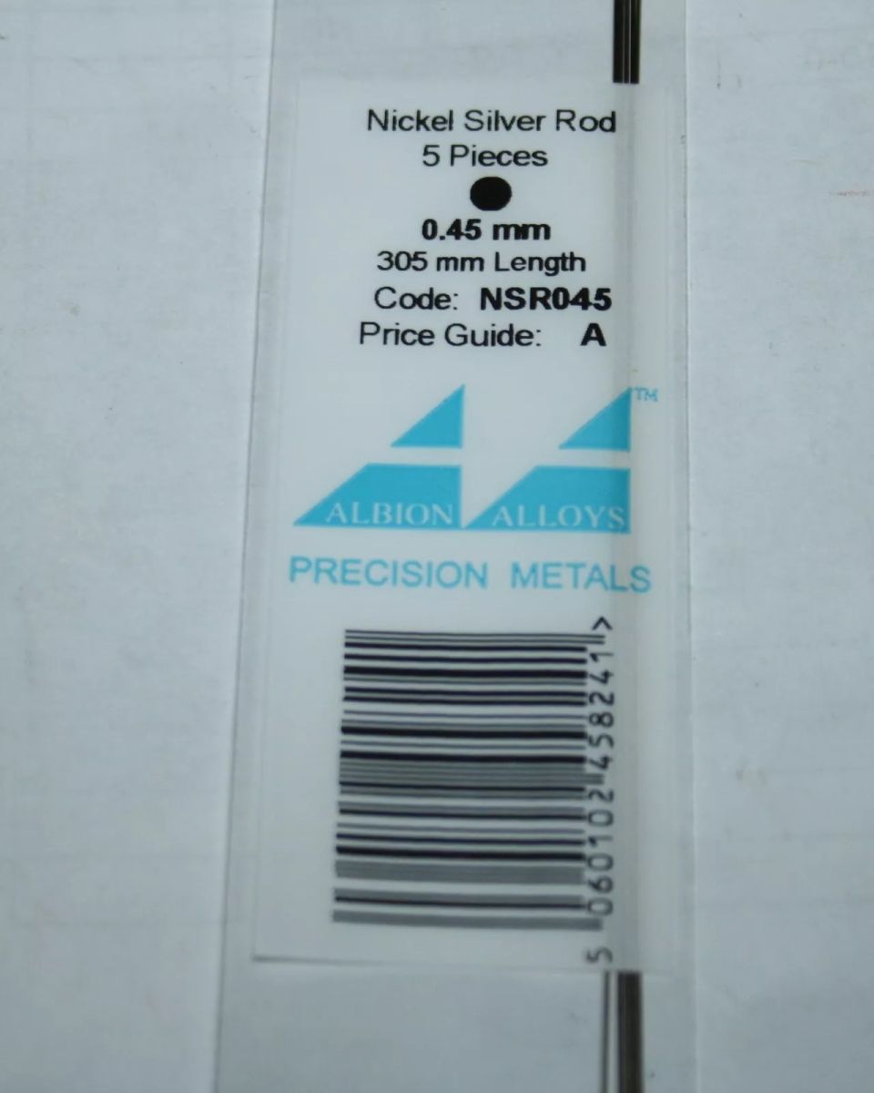 Albion Alloys NSR045 Nickel Silver Rod 0.45 mm 5pcs
