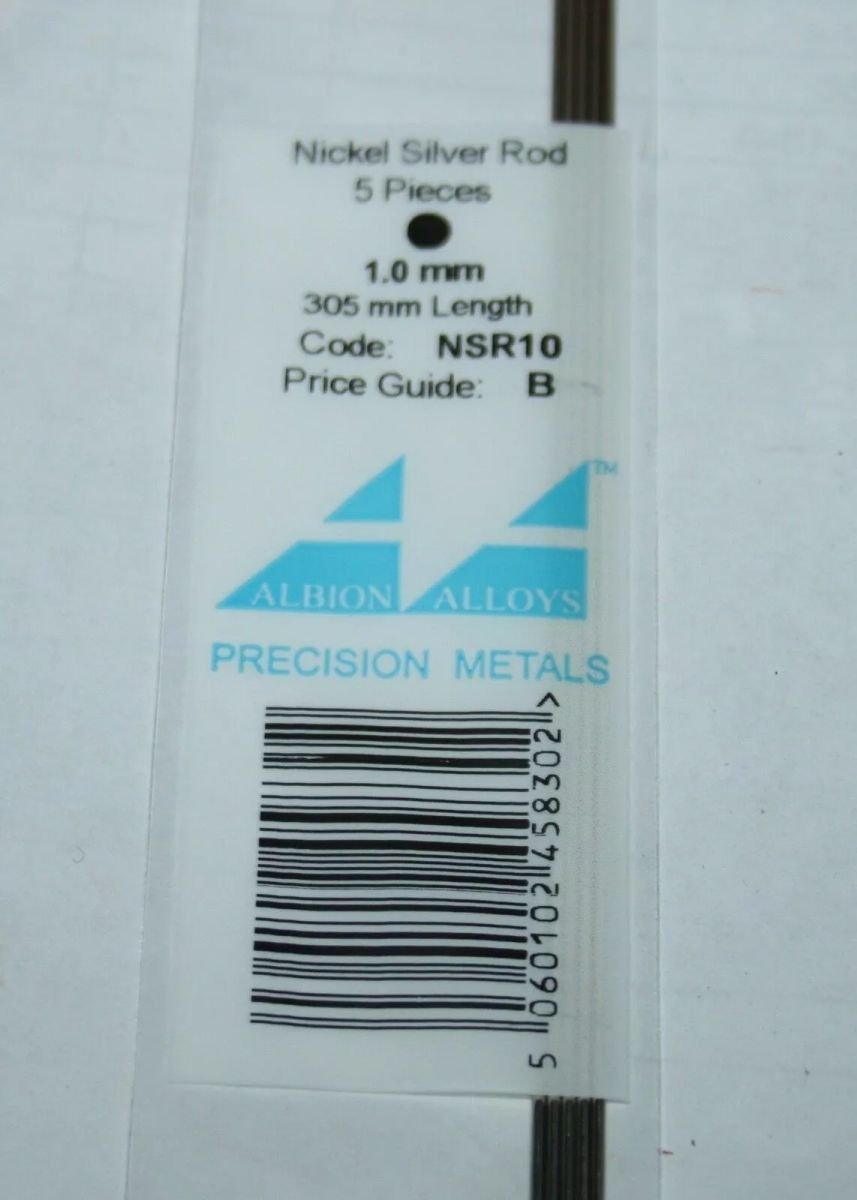 Albion Alloys NSR10 Nickel Silver Rod 1.0 mm 5pcs