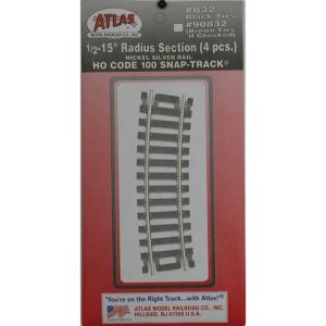 Atlas Model Train 832 HO Code 100 1/2-15  Radius/4pk
