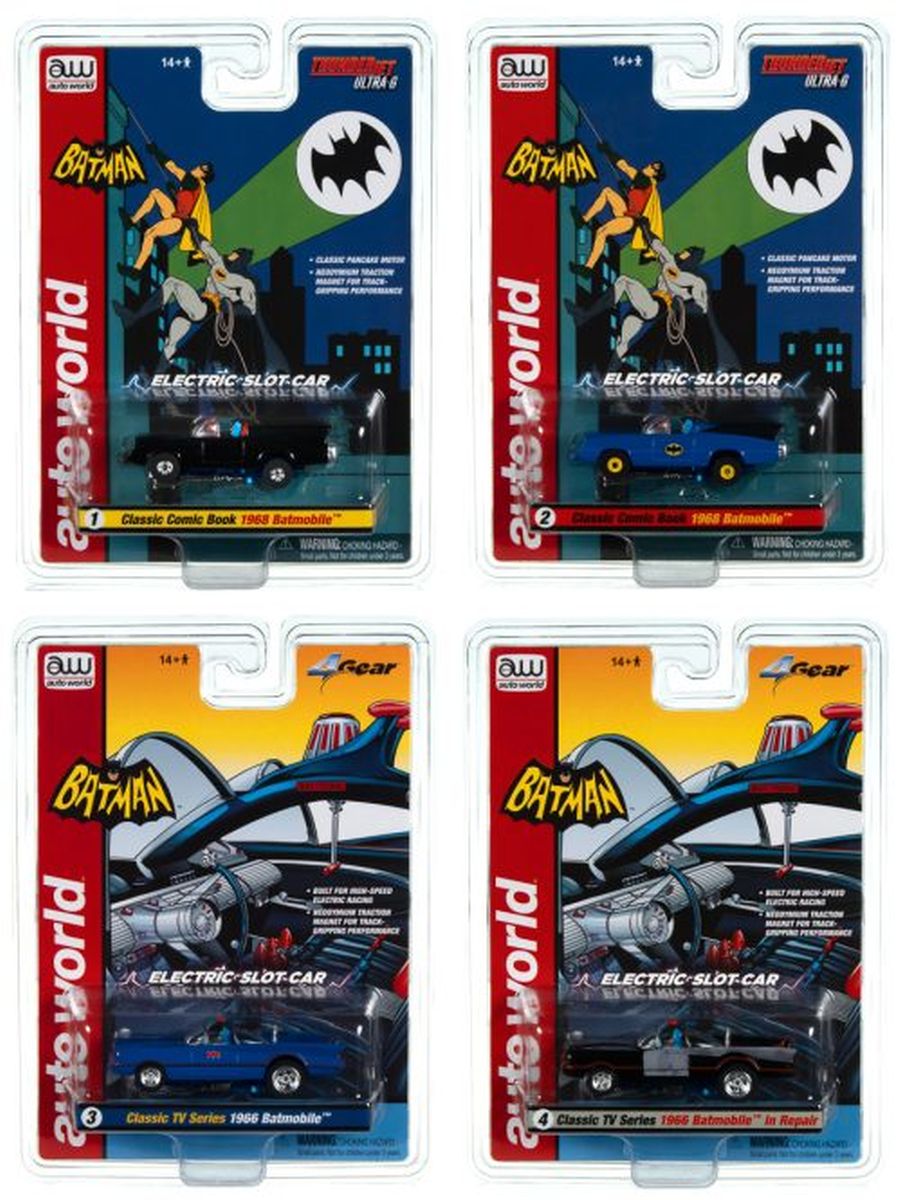 Auto World HO SLOT CAR Silver Screen Machines Batman Thunderjet + 4Gear Comic... SC395 (case)