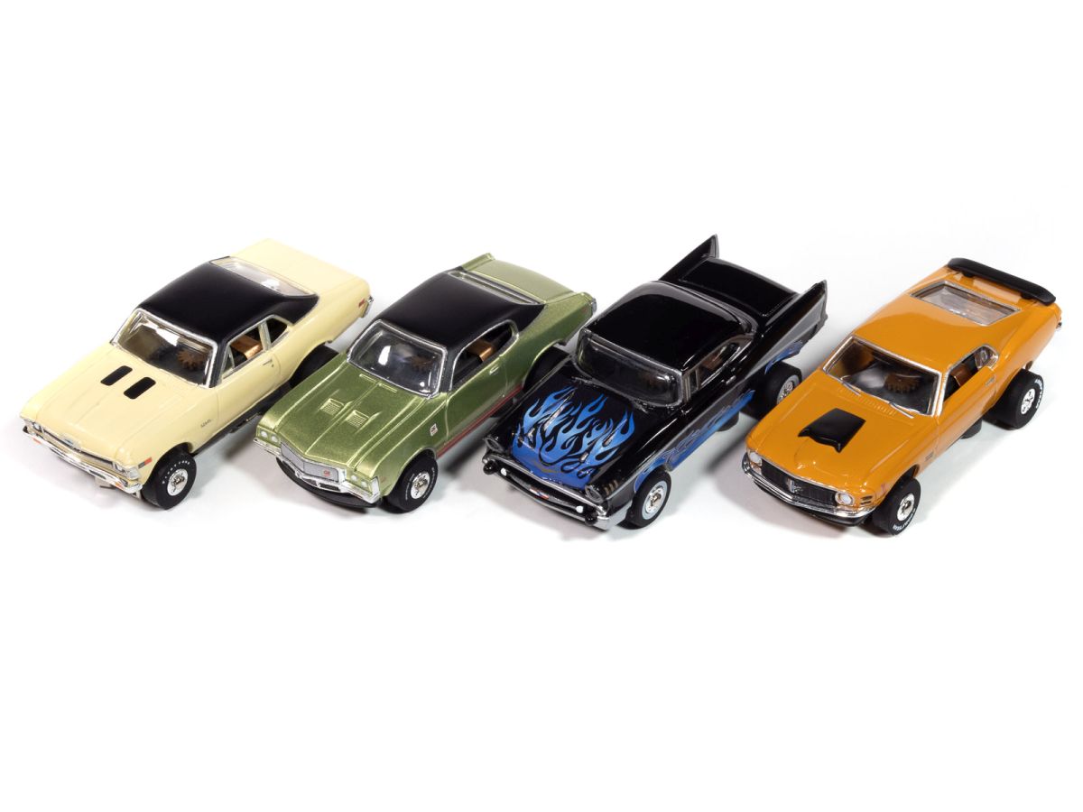 Auto World HO SLOT CAR Greatest Hits Nova / Mustang Boss / Bel Air Low / GS Skill  SC411  (case)