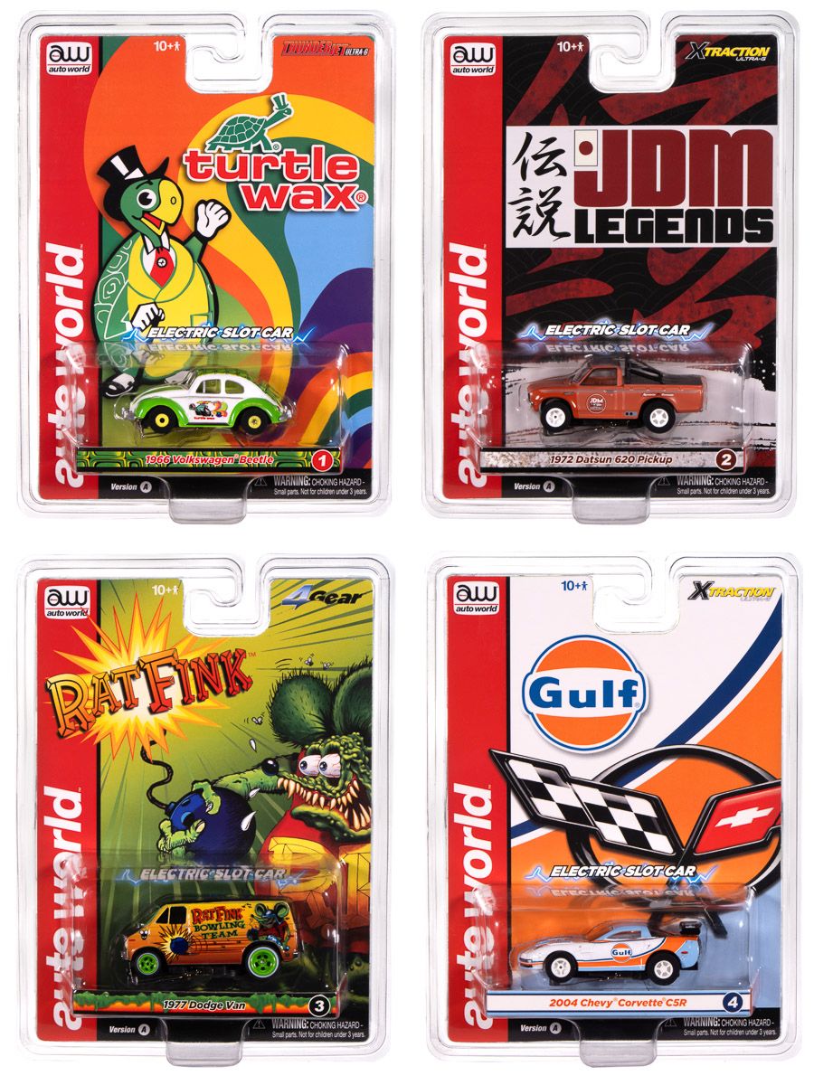 Auto World  VW Beetle/Datsun 620 Pick Up/Dodge Van Rat Fink/Covet AWD SC418  (case)