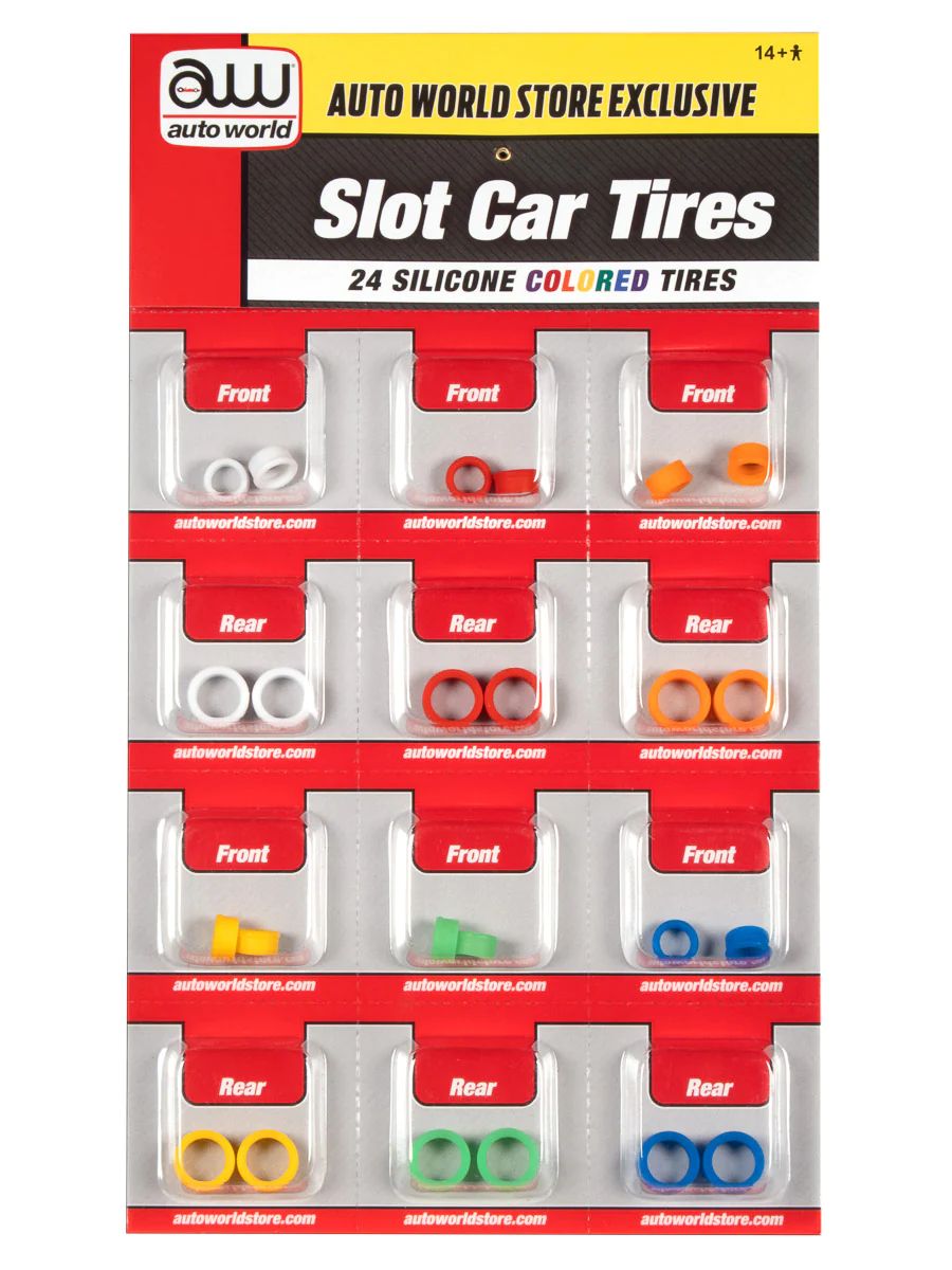 Auto World HO SLOT CAR 4Gear Color Silicone Tire Set Part SCM161