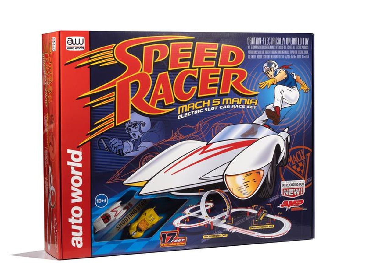 Auto World HO SLOT CAR 19 Speed Racer Mach 5 Mania Race Set SRS361