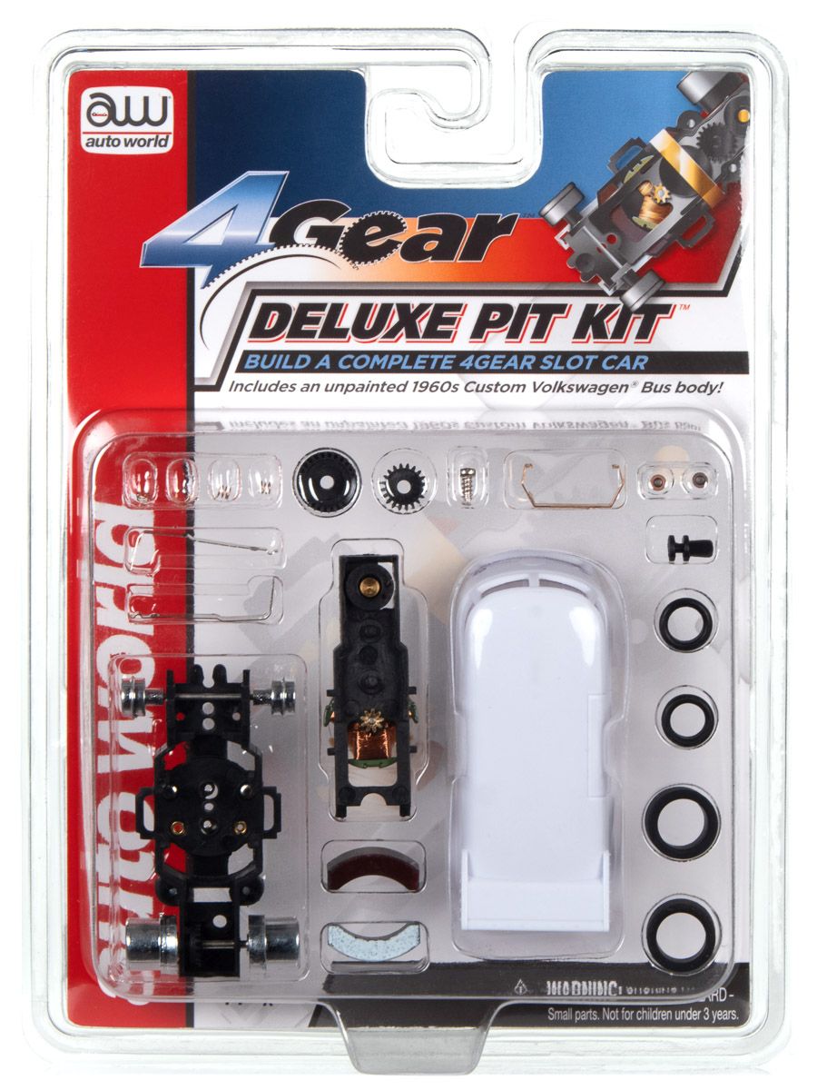Auto World HO SLOT CAR 4Gear Deluxe Pit Kit (w/1960s Customized Volkswagen Bus) Part TRX121