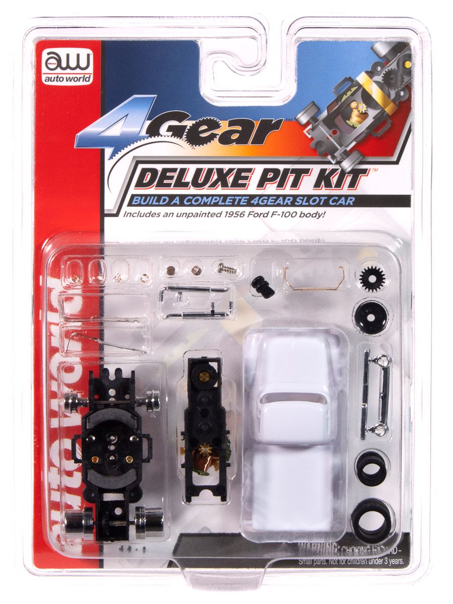 Auto World HO SLOT CAR 4Gear Deluxe Pit Kit (1956 Ford F-100 Pickup) TRX134