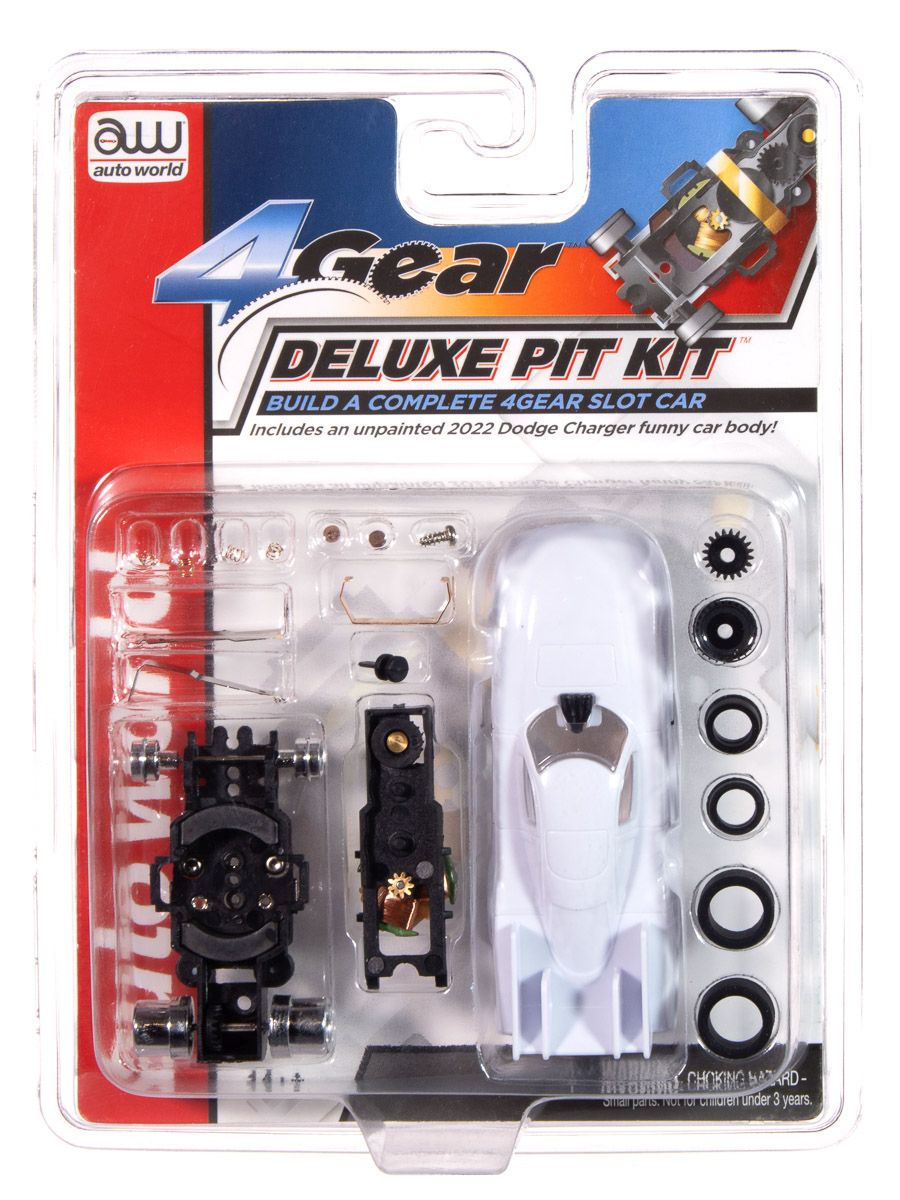 Auto World HO SLOT CAR 4Gear Deluxe Pit Kit (2022 Dodge Charger Funny Car) Part TRX137