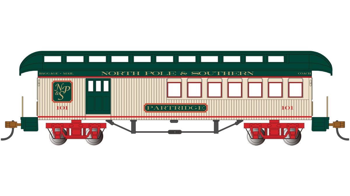 Bachmann Train 15209 HO Old-Time Combine North Pole & SOU Partridge