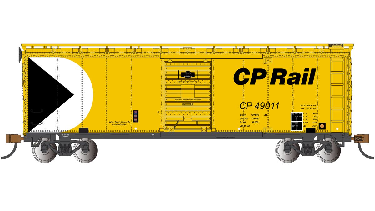 Bachmann Train 16027 HO 40 PS-1 Boxcar CP Rail #49011 Action Yellow