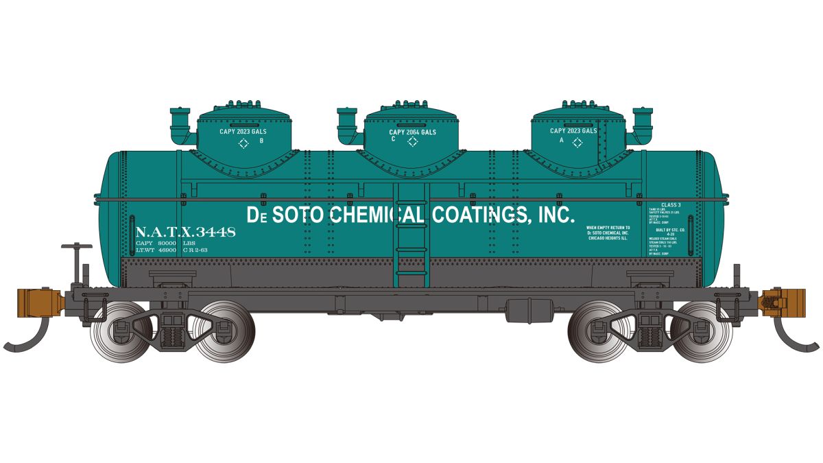 Bachmann Train 17161 N 3 Dome Tank Desoto Chemical Coatings #3448
