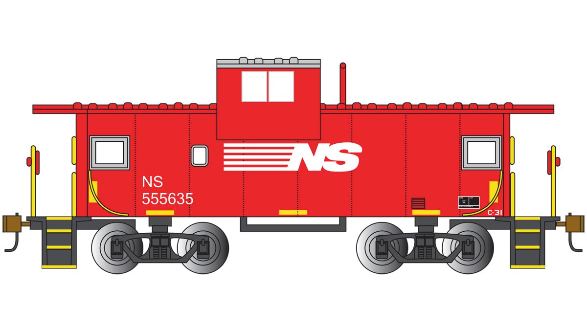 Bachmann Train 17714 HO 36 Wide Vision Caboose NS #555635