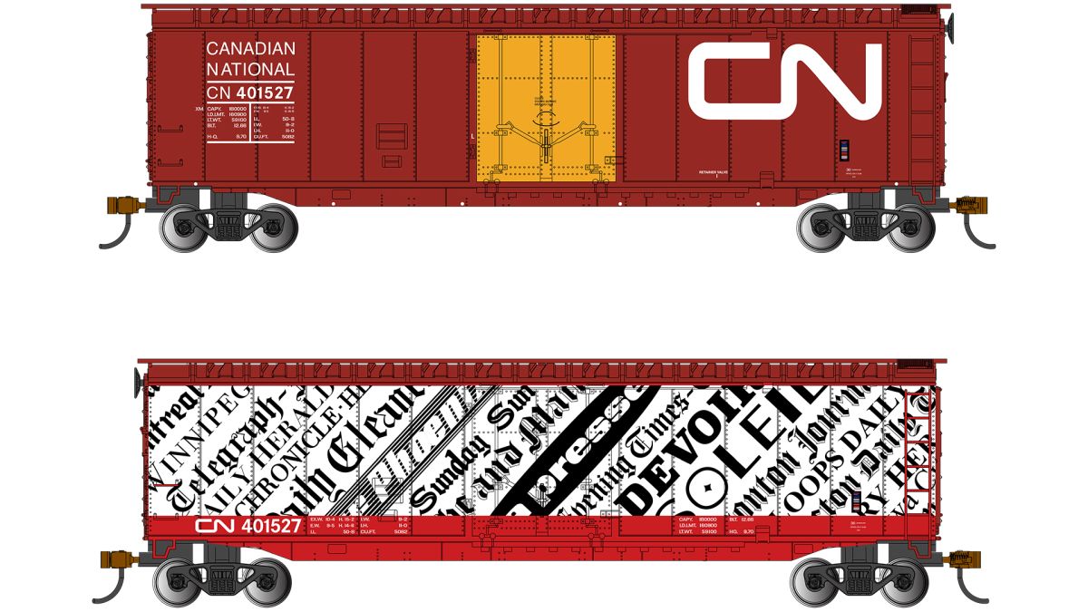 Bachmann Train 18023 HO 50 PD Boxcar CN #401527 (Newsprint)