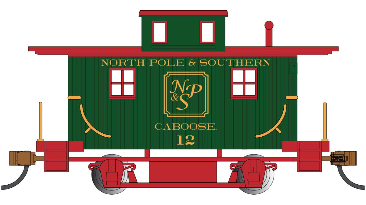 Bachmann Train 18410 HO Old-Time Bobber Caboose North Pole & SOU #12
