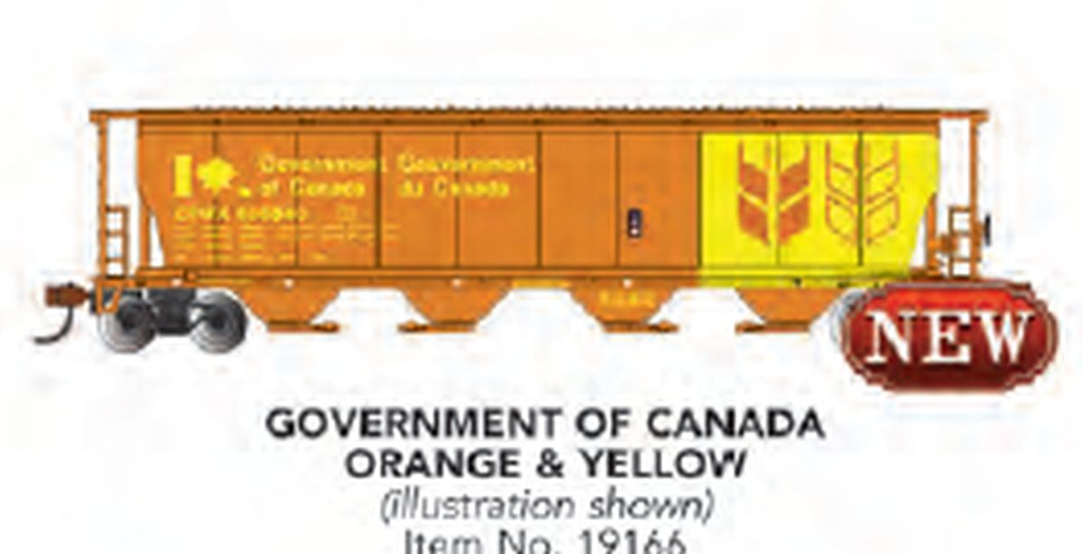 Bachmann Train 19166 N 4-Bay Cyl.Hopper GOVT. OF CANADA ORANGE & YELLOW