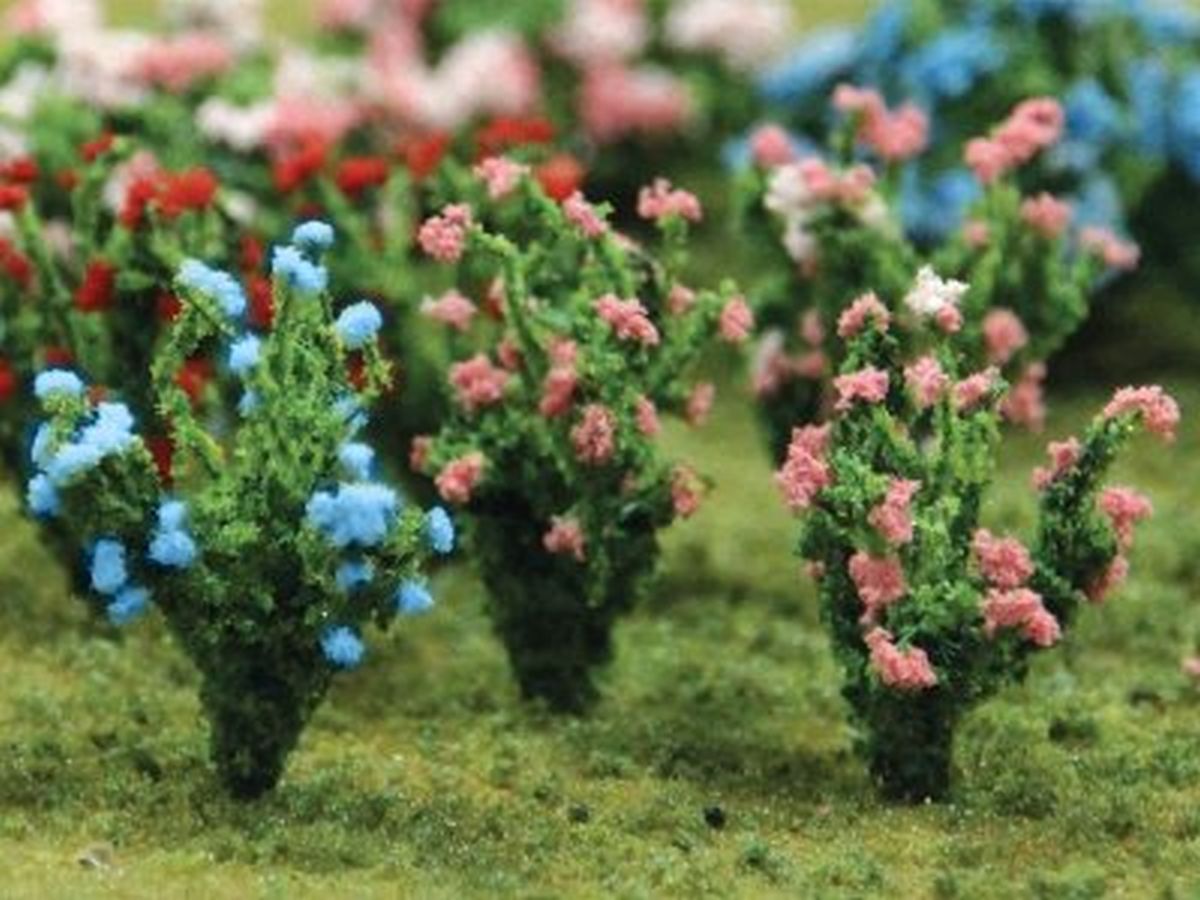 Bachmann Train 32512 Flowering Bushes1  Pink & Blue/8/pk