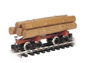 Bachmann Train 98490 G Skeleton Log Car w/Logs/brn