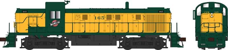 Bowser Train 25423 HO RS-3 Diesel w/Sound CNW #165/yel&grn