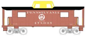 Bowser Train 41092 HO N8 Caboose PRR #478035/Circle Keystone Red/Yel Cupola