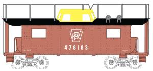 Bowser Train 41098 HO N8 Caboose PRR #478183/Plain Keystone Red/Yel Cupola