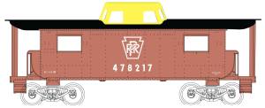 Bowser Train 41100 HO N8 Caboose PRR #478217/Plain Keystone Red/Yel