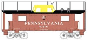Bowser Train 41103 HO N8 Caboose PRR #478171/Shadow Keystone PR