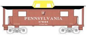 Bowser Train 41104 HO N8 Caboose PRR #478169/Shadow Keystone PR