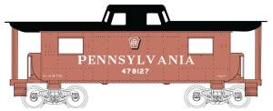 Bowser Train 41108 HO N8 Caboose PRR #478127/Shadow Keystone Red/Blk Cupola