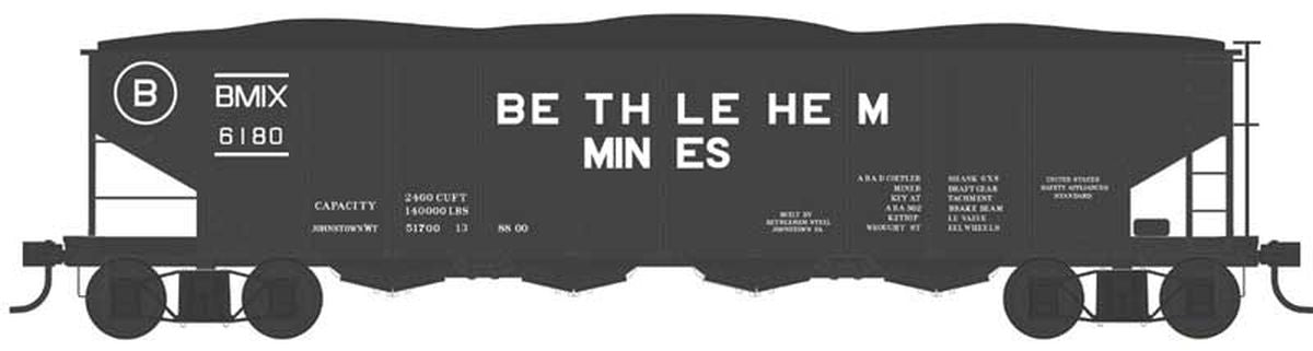 Bowser Train 43002 HO 4-Bay Clamshell Hopper Bethlehem Mines #6200