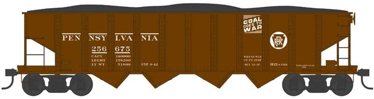 Bowser Train 43032 HO H21a Hopper PRR #256609 Coal Goes to War Blt.12-17
