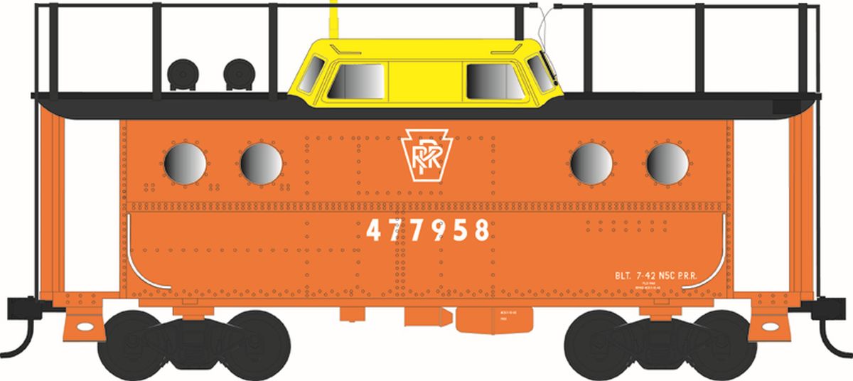 Bowser Train 43393 HO N-5C Caboose PRR #477958/org w/Trainphone Rpkd 11-65