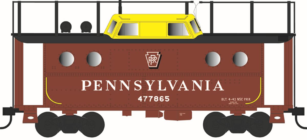 Bowser Train 43404 HO N-5C Caboose PRR #477865/Shadow Keystone w/Trainphone Rpk