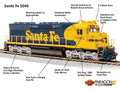 Broadway Limited Train 4283 HO P4 SD45 Diesel SF #5398/Yellow BonnetDC/DCC Sound