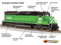 Broadway Limited Train 4285 HO P4 SD45 Diesel BN #6538/grn&blk DC/DCC