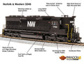 Broadway Limited Train 4287 HO P4 SD45 Diesel N&W #1792/blk DC/DCC