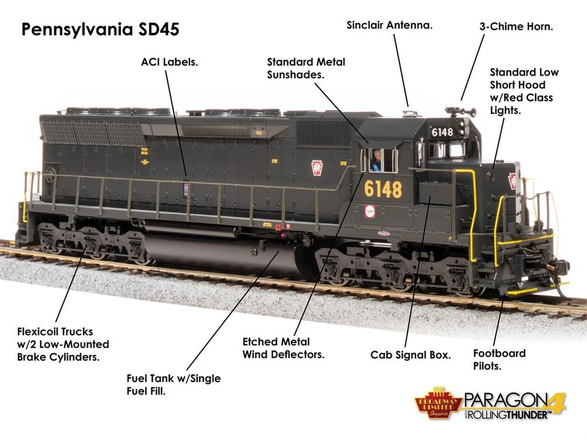 Broadway Limited Train 4290 HO P4 SD45 Diesel PRR #6157/grn DC/DCC