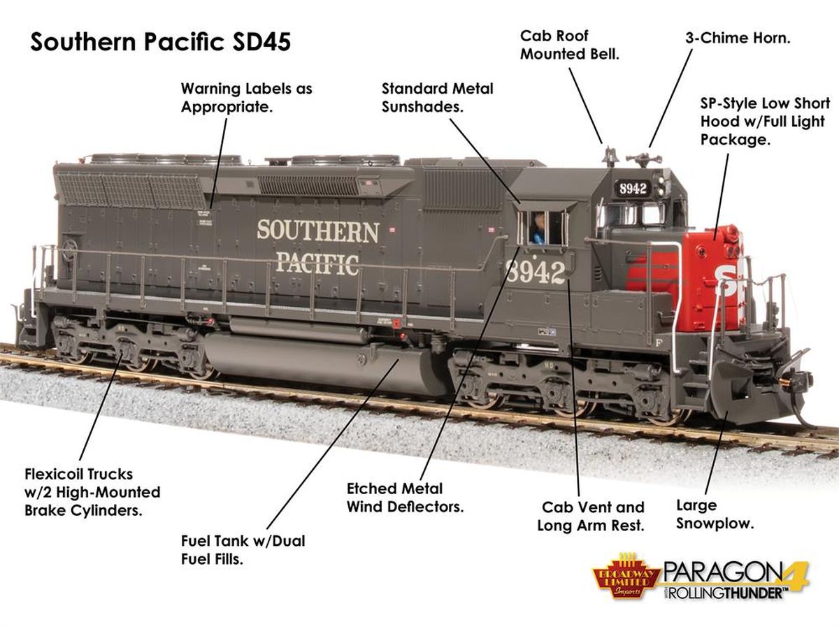 Broadway Limited Train 4294 HO P4 SD45 Diesel SP #8955/Bloody Nose DC/DCC Sound