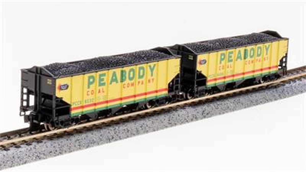 Broadway Limited Train 7163 N H2a 3-Bay Hopper 2pk B Peabody Coal Company