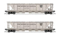 Broadway Limited Train 7252 N H32 Covered Hopper 2pk A PRR/Gray w/Black Shadow Keystone
