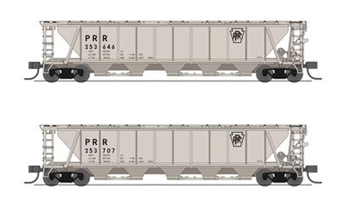 Broadway Limited Train 7254 N H32 Covered Hopper 2pk PRR/Gray w/PRR & Black Keystone