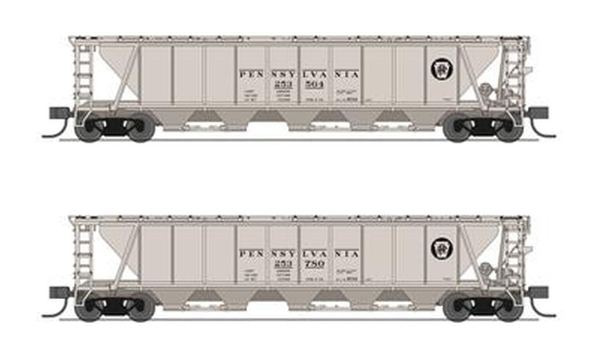 Broadway Limited Train 7255 N H32 Covered Hopper 2pk PRR/Gray PRR & Black Keyst