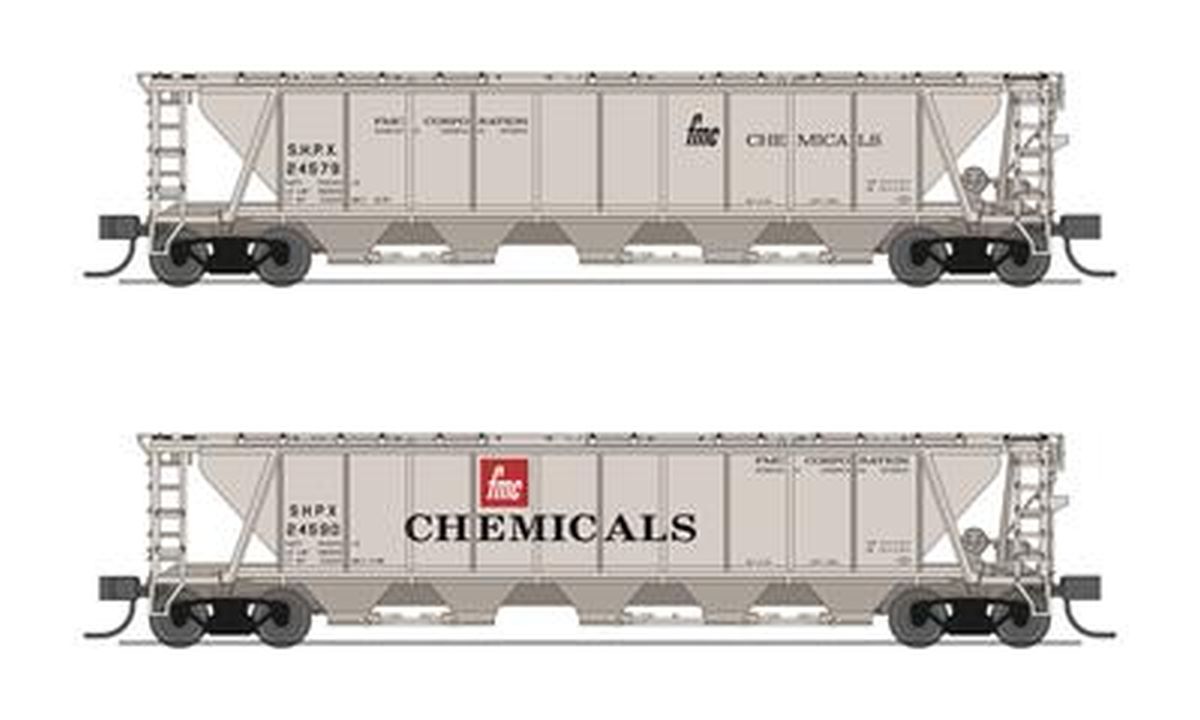 Broadway Limited Train 7265 N H32 Covered Hopper 2pk FMC Chemicals Variety