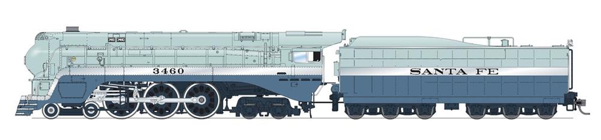 Broadway Limited Train 7351 HO HY SF Blue Goose Steam Loco w/o #3460 on Tender DC/DCC So