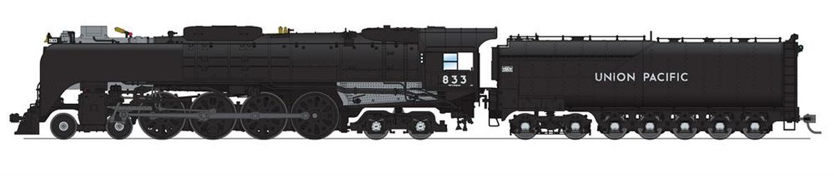 Broadway Limited Train 7361 HO P4 UP FEF-2 4-8-4 Steam Loco #833/blk DC/DCC Sound