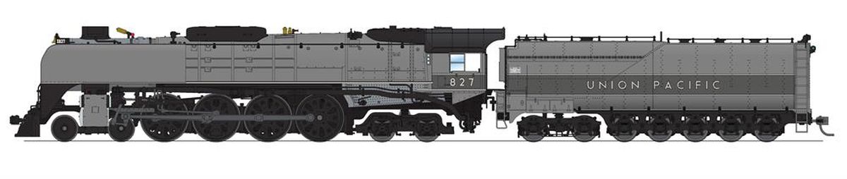 Broadway Limited Train 7365 HO P4 UP FEF-2 4-8-4 Steam Loco #827/TTG w/Aluminum DC/DCC S