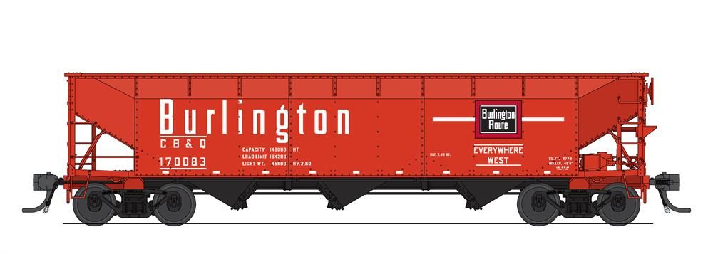 Broadway Limited Train 7372 HO AAR 70t Hopper 4pk CB&Q/red