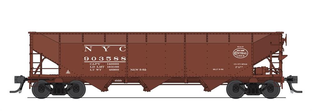 Broadway Limited Train 7376 HO AAR 70t Hopper 4pk NYC/oxide red