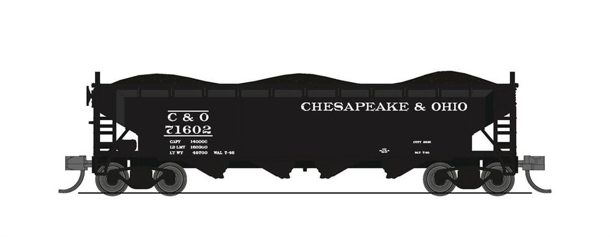 Broadway Limited Train 7427 N ARA 70t Quad Hopper 4pk B C&O/1940s Appearance