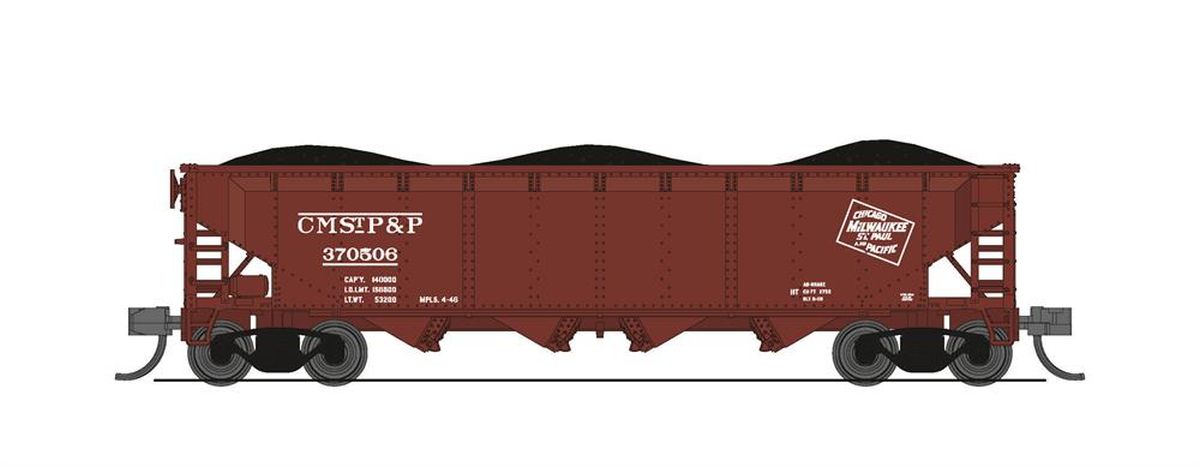 Broadway Limited Train 7428 N ARA 70t Quad Hopper 4pk MILW 30s/40s CMStP&P
