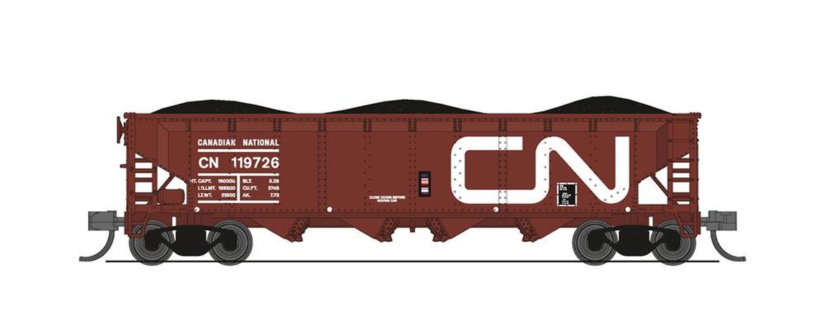 Broadway Limited Train 7434 N ARA 70t Quad Hopper 4pk CN/Fantasy Paint Scheme